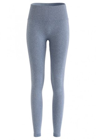 Butt Lift High-Rise Fitted Yoga Leggings in Dusty Blue - NEW ARRIVALS - Retro, Indie and Unique Fashion
