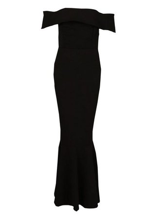Bardot V Neck Frill Hem Mini Dress | Boohoo black