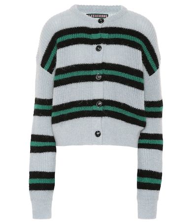 Striped wool-blend cardigan