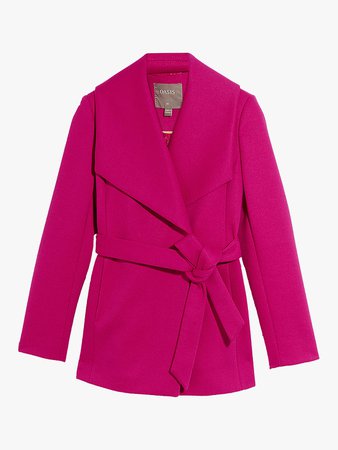 Oasis Short Wrap Coat, Bright Pink at John Lewis & Partners