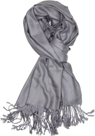 Achillea Large Soft Silky Pashmina Shawl Wrap Scarf in Solid Colors (Grey) at Amazon Women’s Clothing store