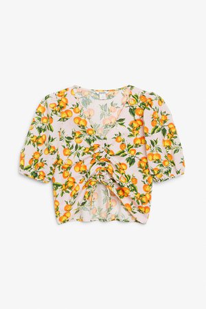 Oversized shirt dress - Citrus print - Dresses - Monki DE