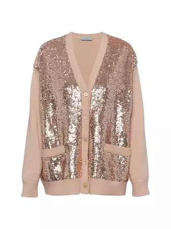 Shop Prada Cashmere And Wool Cardigan With Sequins | Saks Fifth Avenue