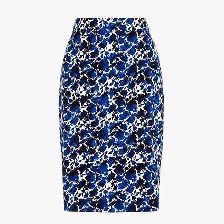 Printed stretch cotton sateen pencil skirt