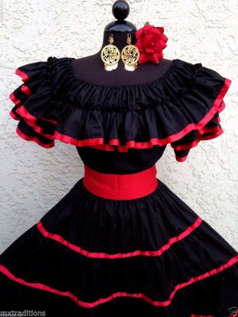 red and black mexican dress