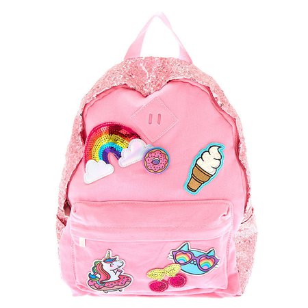 Holographic Emoji Patch Backpack - Pink | Claire's US