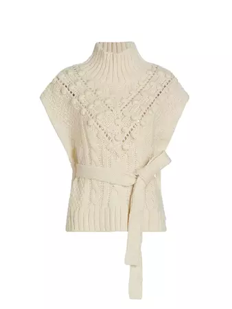 Shop Marie Oliver Cosette Cable-Knit Tie-Waist Vest | Saks Fifth Avenue