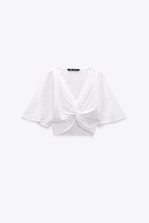 LINEN TOP WITH KNOT - White | ZARA United States