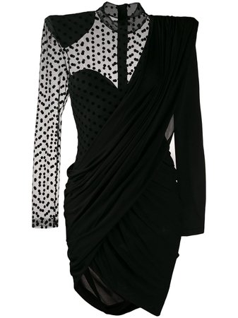 Black Balmain Asymmetric Crepe Party Dress | Farfetch.com