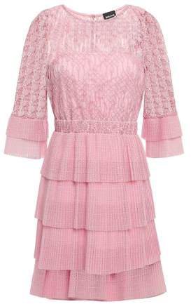 Tiered Macrame Lace And Crochet-knit Mini Dress