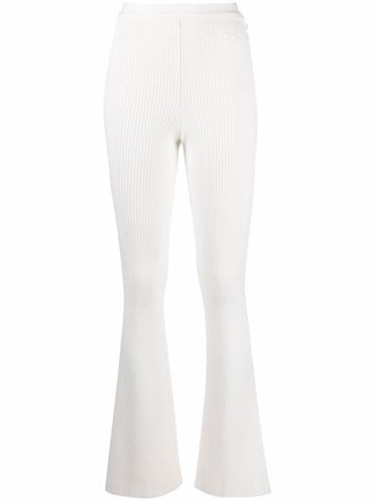 Courrèges Ribbed high-waisted Flared Leg Trousers - Farfetch