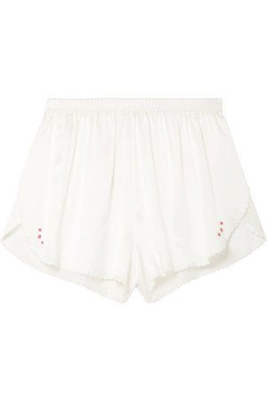Morgan Lane | Rosie scalloped embroidered silk-charmeuse pajama shorts | NET-A-PORTER.COM