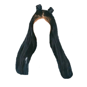 Black Space Buns Hair PNG