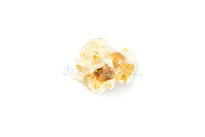 Piece Of Popcorn Isolated On White Background Stock Image - Image of isolated, movie: 155297129