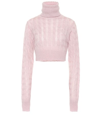Cropped mohair-blend sweater