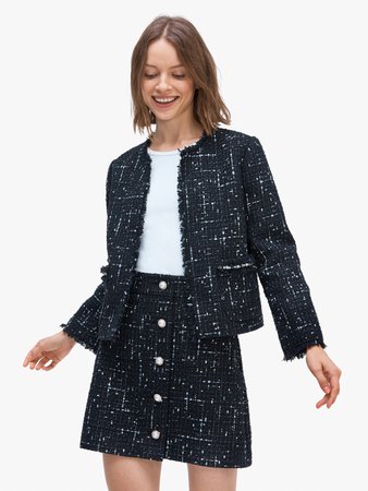 Women's black embellished tweed jacket | Kate Spade New York