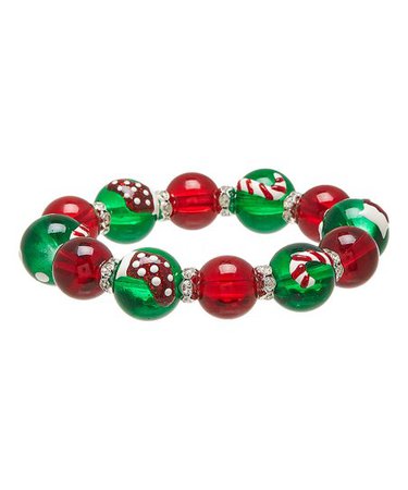 fiona® Red & Green Candy Cane Beaded Stretch Bracelet | Best Price and Reviews | Zulily