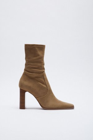 WIDE HEELED FAUX SUEDE ANKLE BOOTS | ZARA United States