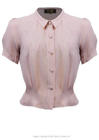 1930s Style 'Bonnie' Blouse in Blush Crepe