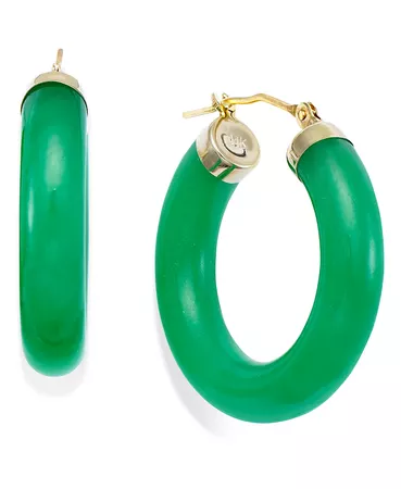 Macy's Jade Hoop Earrings in 14k Gold