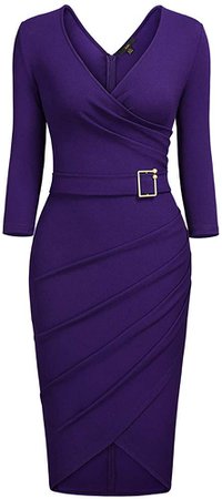 Purple Deep-V Dress