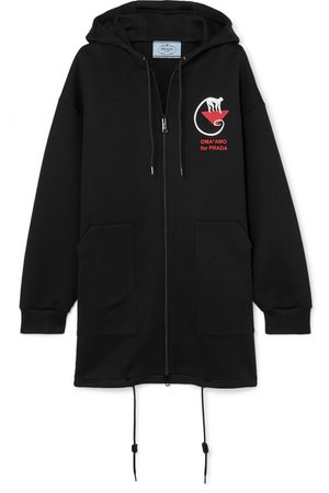 Prada | Oversized printed cotton-blend jersey hoodie | NET-A-PORTER.COM