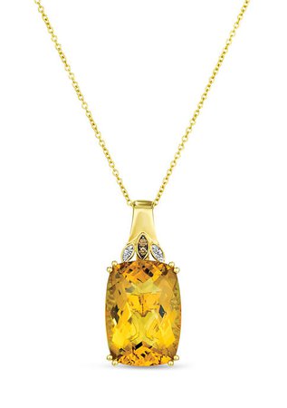 Le Vian® Pendant Necklace with 11.40 ct. t.w. Cinnamon Citrine®, Chocolate Diamonds®, Vanilla Diamonds® in 14K Honey Gold™