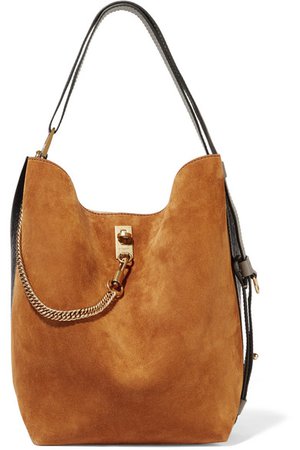 GIVENCHY GV Bucket suede and textured-leather shoulder bag