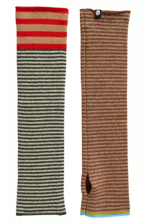 YanYan Extralong Mismatched Stripe Wool Fingerless Gloves | Nordstrom