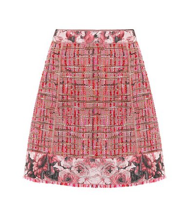 Wool-blend tweed skirt