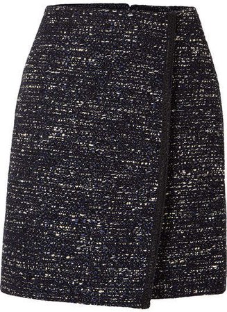 Tweed Wrap-effect Mini Skirt - Navy