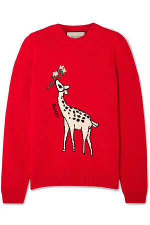 Gucci | Embroidered intarsia wool sweater | NET-A-PORTER.COM