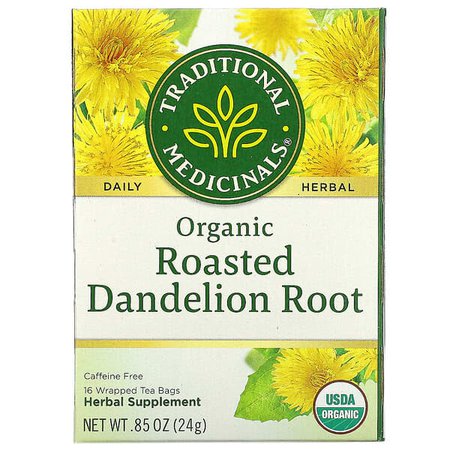 Traditional Medicinals, Organic Roasted Dandelion Root, Caffeine Free, 16 Wrapped Tea Bags, .85 oz (24 g)