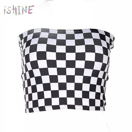 Women Black And White Plaid Tube Top 2018 Fashion Sexy Strapless Checkboard Cropped Tops Bandeau Vest Tops Underwear Bras-in Tank Tops from Women's Clothing on Aliexpress.com | Alibaba Group