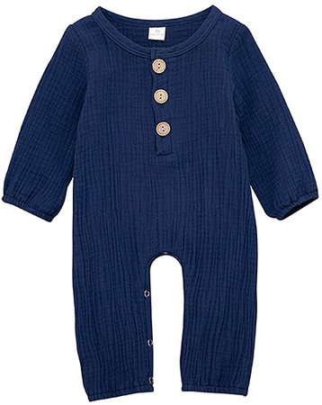 Amazon.com: Fiomva Infant Newborn Baby Boy Girl Clothes Cotton Bodysuit Romper Jumpsuit Sunsuit Outfits Clothing (0-3 Months, Cotton Linen-Navy): Clothing