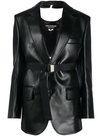 Shop black Junya Watanabe faux-leather buckled blazer with Express Delivery - Farfetch