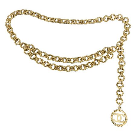 Chanel 1991 Vintage Gold Chain Belt with CC drop | HushHush.com