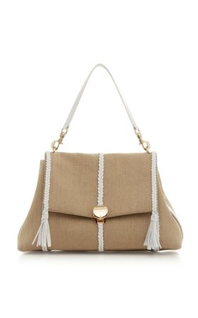 Penelope Leather-Trimmed Linen Hobo Bag By Chloé | Moda Operandi