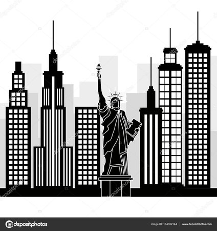 Ville de New york statue de scène de Liberty — Image vectorielle yupiramos © #184332144