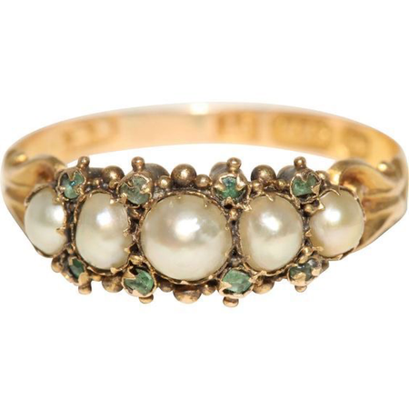 Gold & Green Pearl Ring