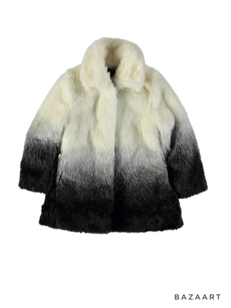 ombre black white faux fur coat outerwear