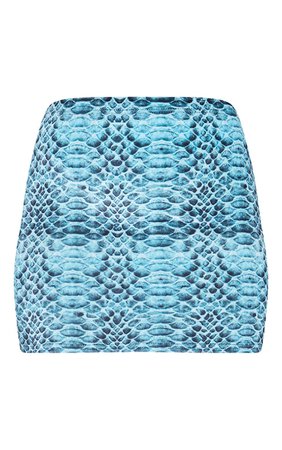 Blue Snake Printed Velvet Micro Mini Skirt | PrettyLittleThing USA
