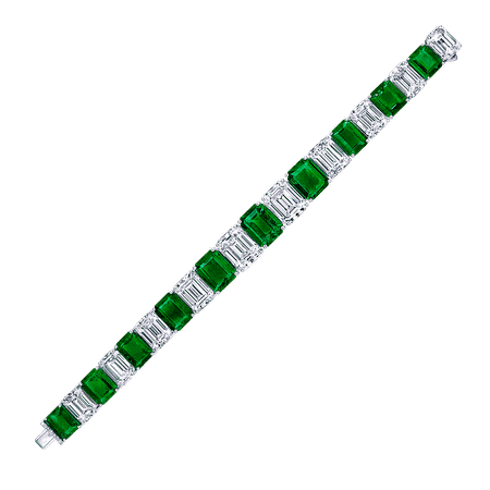 Emerald Cut Emerald and Diamond Bracelet | Graff