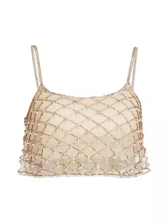 Shop LoveShackFancy Marcia Crystal-Embellished Crop Top | Saks Fifth Avenue