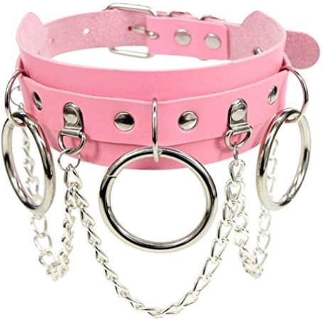 Amazon.com: PU Leather Choker Goth Punk Choker O-Ring Spike Rivets and Love Heart Choker Collar Necklace Adjustable (Pink): Clothing