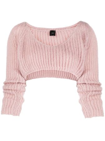 PINKO mohair-blend Knit Cropped Top - Farfetch