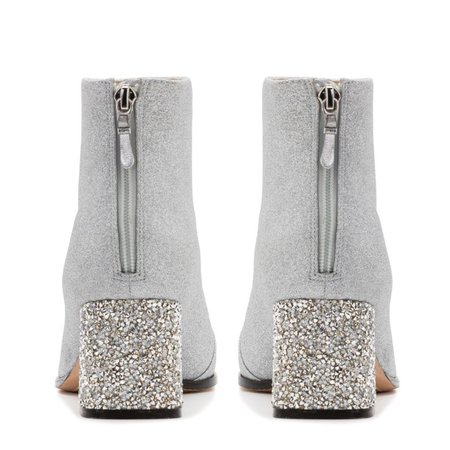Stella Mid Ankle Boot Silver Glitter & Silver Crystal
