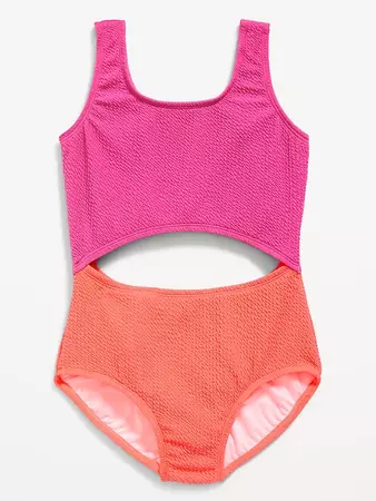 Color-Block Cutout One-Piece Swimsuit for Girls | Old Navy