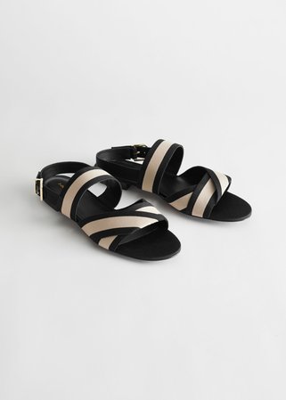Striped Slingback Sandals - White Stripes - Flat sandals - & Other Stories