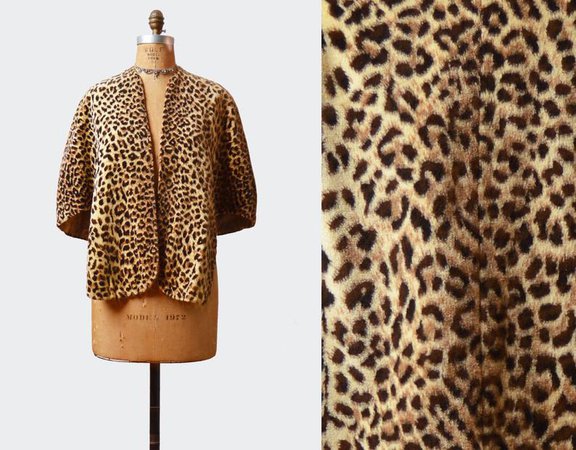 Vintage 50s Faux Leopard Fur Jacket / 1950s Cropped Jacket | Etsy